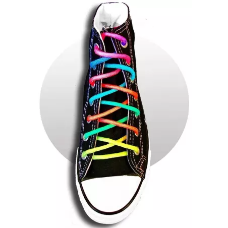 Lacets de chaussures multicolores fluos et ronds, en…