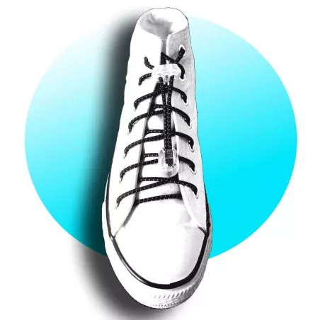 Lacets élastiques noirs et gris-sans noeuds-autobloquants-A…