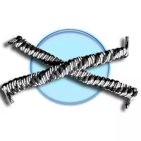 Lacets de chaussures ressorts sans noeud noirs & blancs Lacets de chaussures ressorts sans noeud noirs & blancs