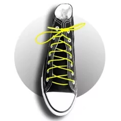 Lacets fins ronds élastiques jaunes fluos pour vos chaussures