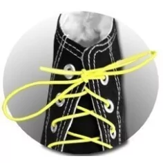 Lacets fins ronds élastiques jaunes fluos pour vos chaussures 2