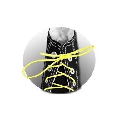 Lacets fins ronds élastiques jaunes fluos pour vos chaussures