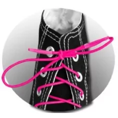 Lacets fins ronds élastiques en rose fluo pour vos chaussures 2