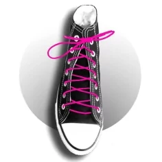 Lacets fins ronds élastiques en rose fluo pour vos chaussures