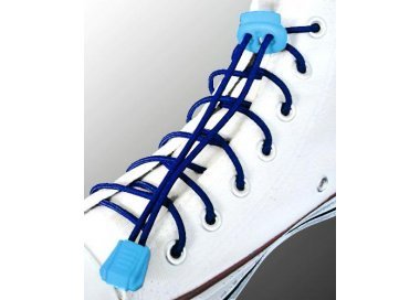 ​​1 paire x lacets élastiques en bleu marine+stoppeurs+bloqueurs
