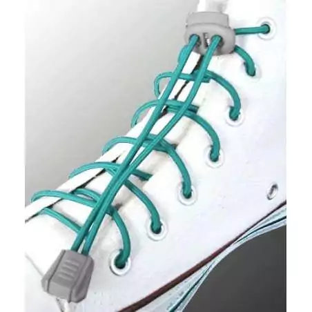 Lacets élastiques autobloquants en bleu canard pour vos chaussures