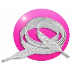 Lacets&nbsp;gris à&nbsp;motifs&nbsp;argentés pour vos chaussures