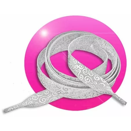 Lacets&nbsp;gris à&nbsp;motifs&nbsp;argentés pour vos chaussures