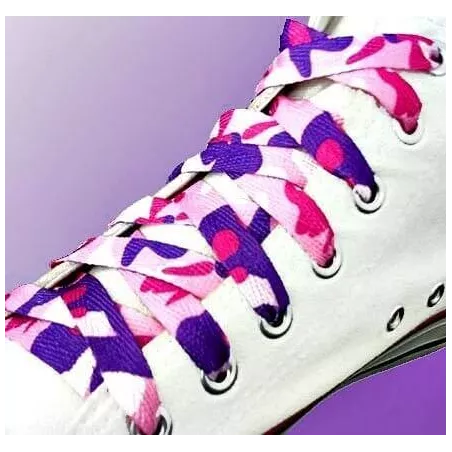 1 paire x lacets roses camouflage