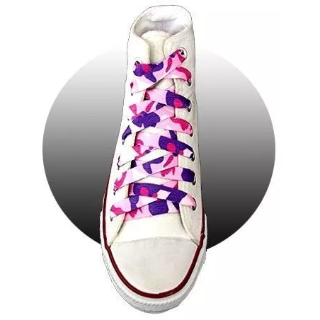 1 paire x lacets roses camouflage