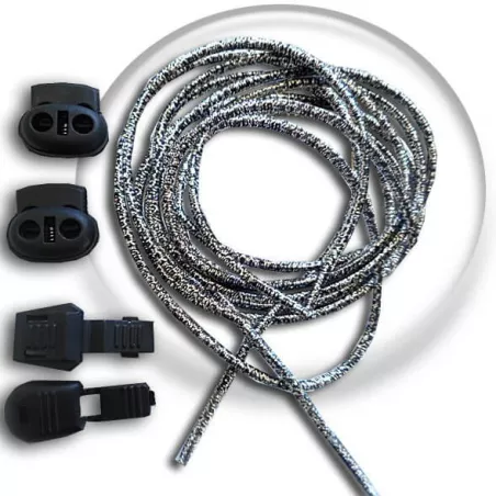 Lacets élastiques argentés autobloquants&nbsp;pour vos chaussures